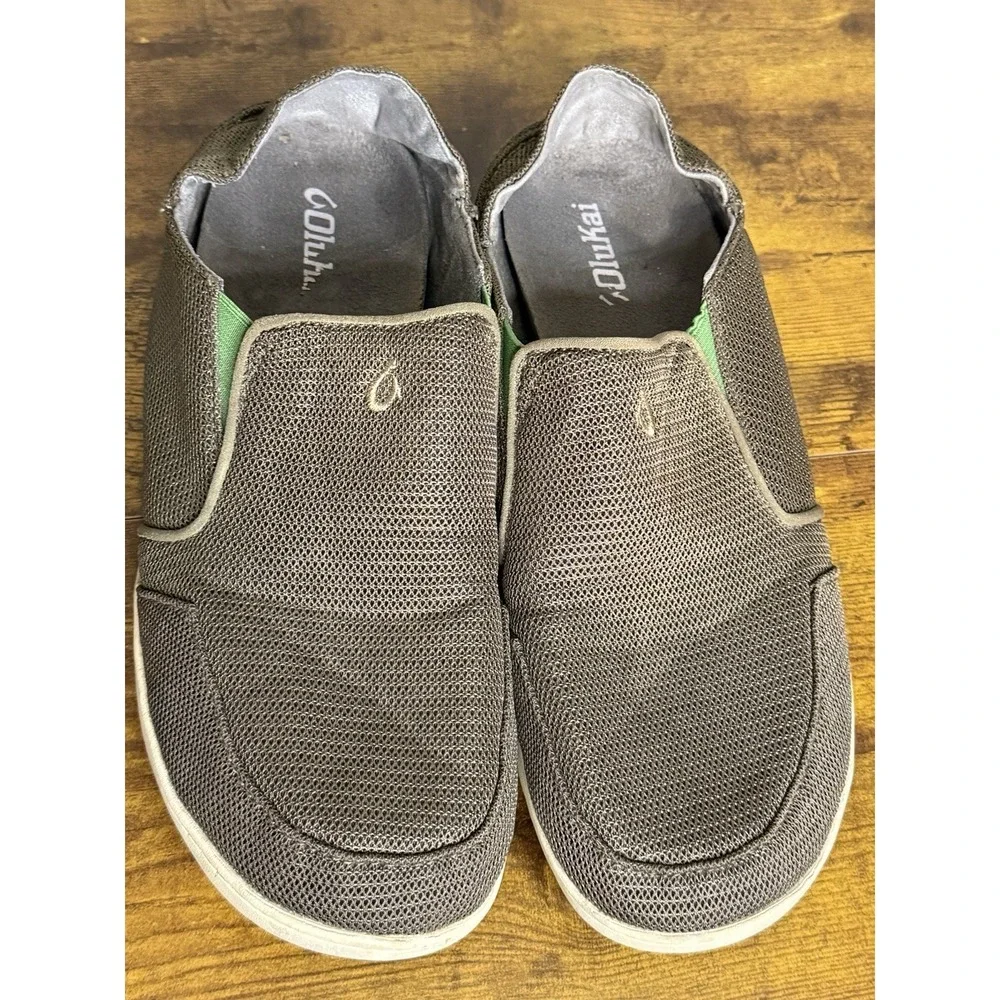 Olukai Nohea Mesh Loafers Men's 10‎ Mustang/Lime Peel Casual Slip On Shoes